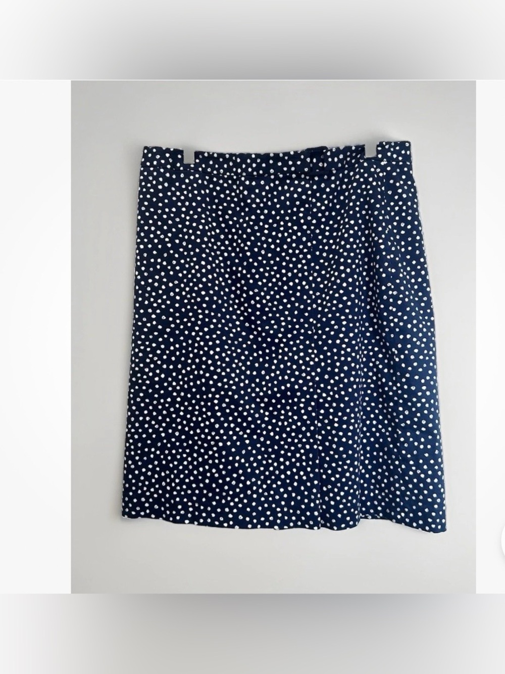 Brooks Brothers 346 Pencil Skirt Navy Blue White Polka Dot Knee Length Sz 12